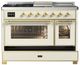 Ilve® Majestic III 48" Antiqued White Pro Style Dual Fuel Natural Gas Range with Triple Glass Door and Brass Trim-2