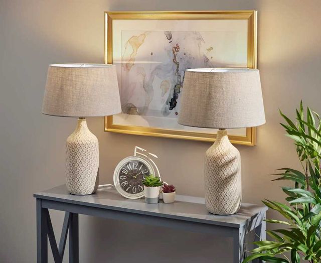 Adesso® Kathryn 2-Piece Grey/Natural/Off-White Table Lamp Set-2