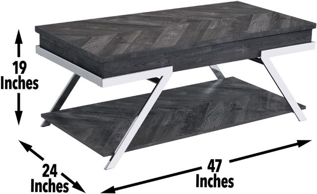 Steve Silver Co. Roma Shadow Gray Cocktail Table with Chrome Base-2