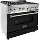 ZLINE 36" Stainless Steel/Black Matte Pro Style Gas Range-1