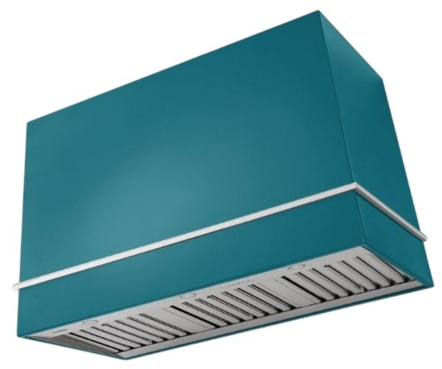AGA Loge 48" Salcombe Blue Wall Mounted Range Hood with Polished Brass Trim-0