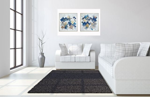 Classy Living 2-Piece Golden Geometric Harmony Duo Wall Art Set-1