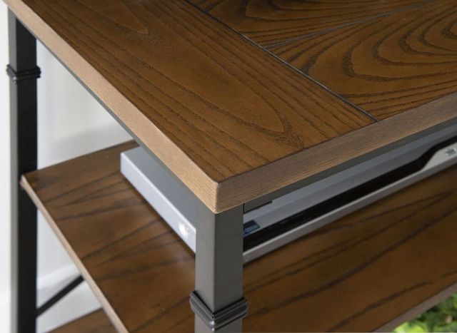Linon Austin Brown TV Stand with Black Base-3