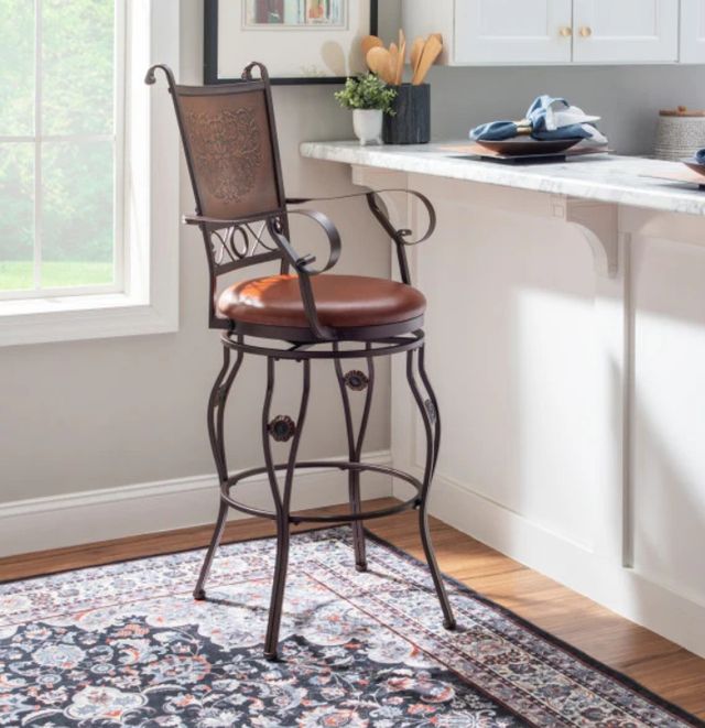 Powell® Beatrix Bronze/Rust Big And Tall Armed Bar Stool-1