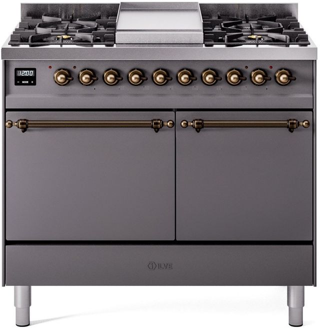 Ilve® Nostalgie II Series 40" Graphite Matte Pro Style Dual Fuel Range-0