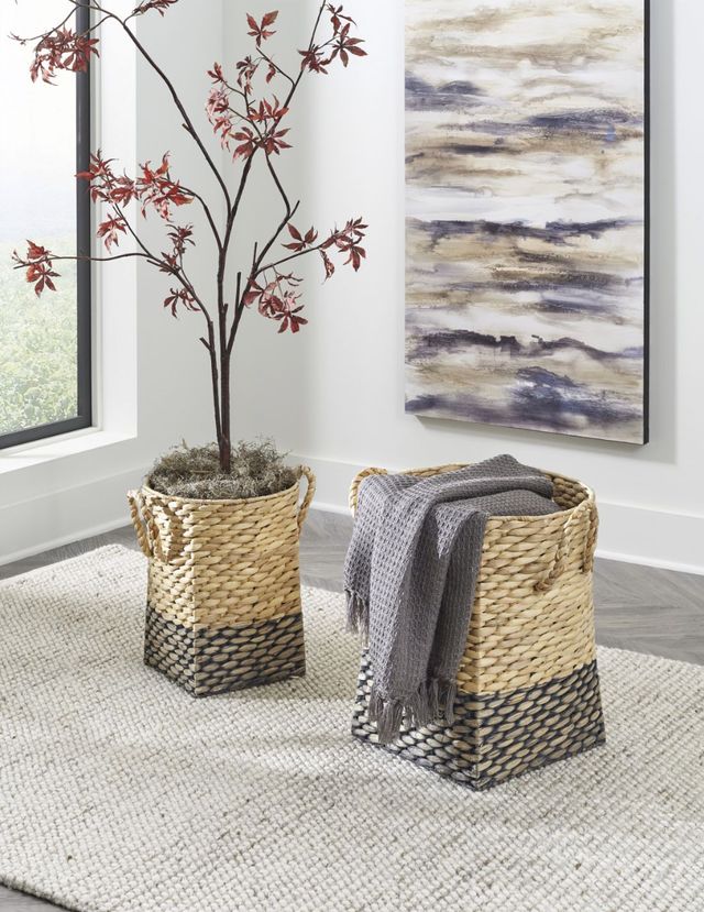 Signature Design by Ashley® Winwich 2-Piece Antique Gray/Brown Basket Set-4