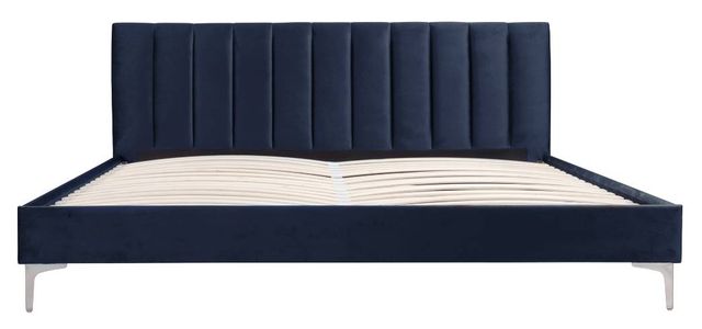 Mazin Furniture Melina Navy Blue King Upholstered Platform Bed-3