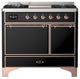 Ilve® Majestic III 40" Glossy Black Pro Style Dual Fuel Natural Gas Range with Solid Door and Copper Trim-0