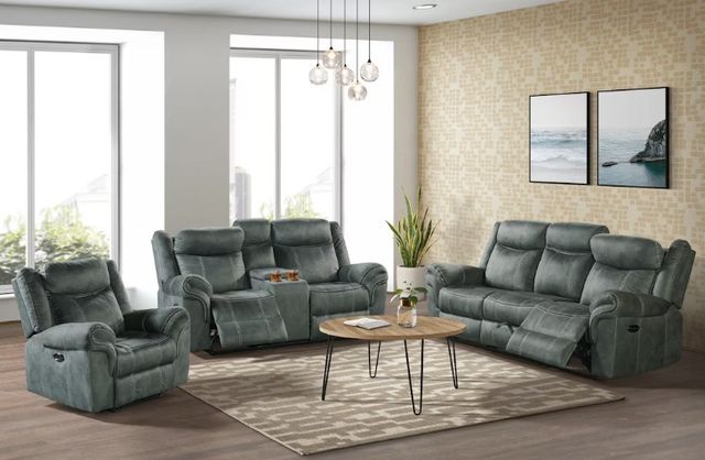 Elements International Sorrento Charcoal Power Glider Reclining Loveseat with Console-1