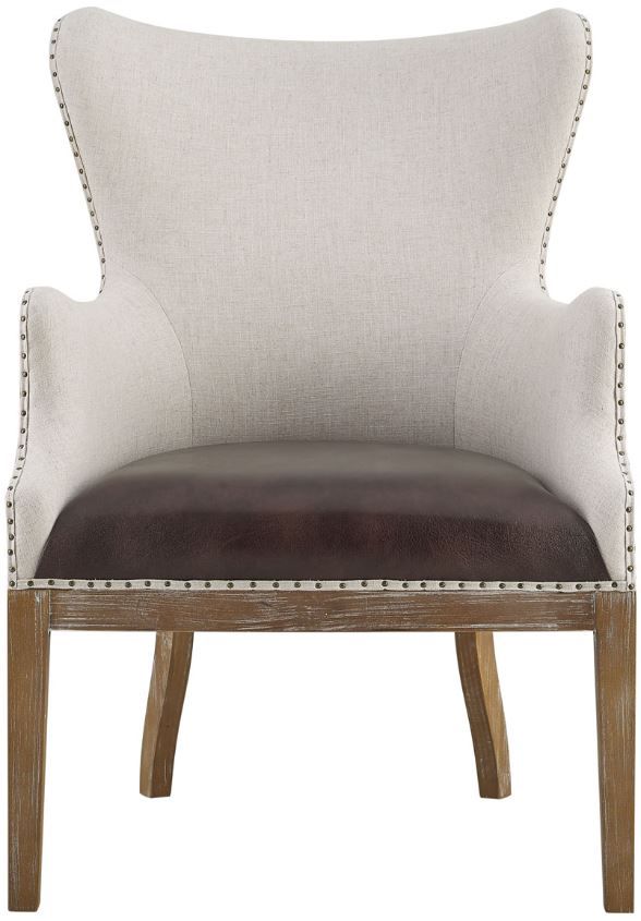 Steve Silver Co. George Alabaster/Distressed Oak Wingback Accent Chair-1