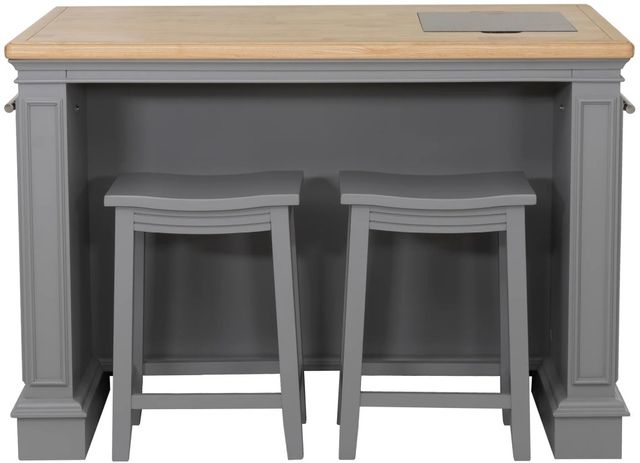 Powell® Penda Gray Kitchen Island with Stools-3