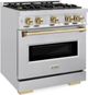 ZLINE Classic Autograph Edition 30" Stainless Steel Pro Style Dual Fuel Range with Champagne Bronze Accents-2