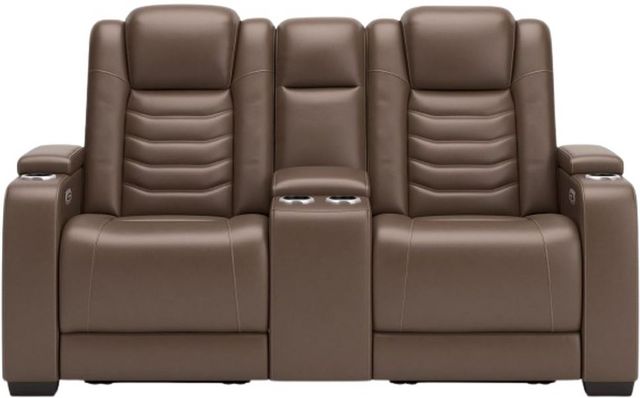 Signature Design by Ashley® High Impact Tobacco Power Reclining Loveseat with Adjustable Headrest-1