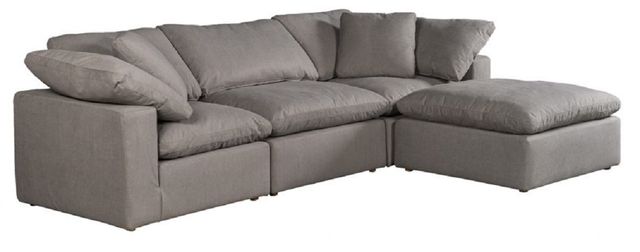 Moe's Home Collection Terra Condo Lounge 4-Piece Light Grey L-Shaped Modular Sectional and Ottoman-0