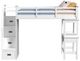 Elements International Hampton Kids White Youth Twin Loft Bed with Staircase and Desk-2