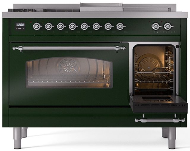 Ilve® Nostalgie II Series 48" Emerald Green Pro Style Dual Fuel Range-3