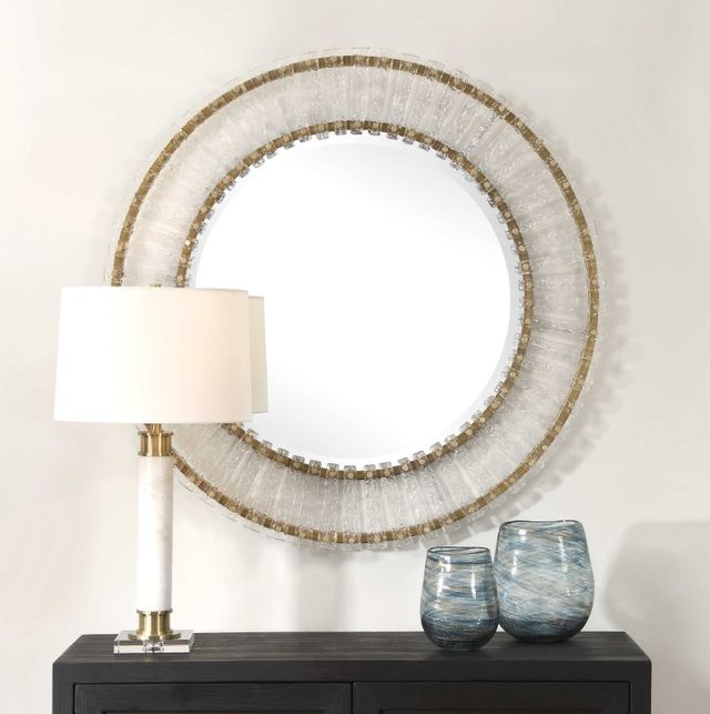 Uttermost® Denali Brushed Gold Round Mirror-1
