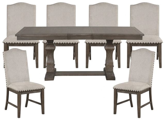 American Wholesale Furniture Victoria 7-Piece Oak/White Dining Table Set-0