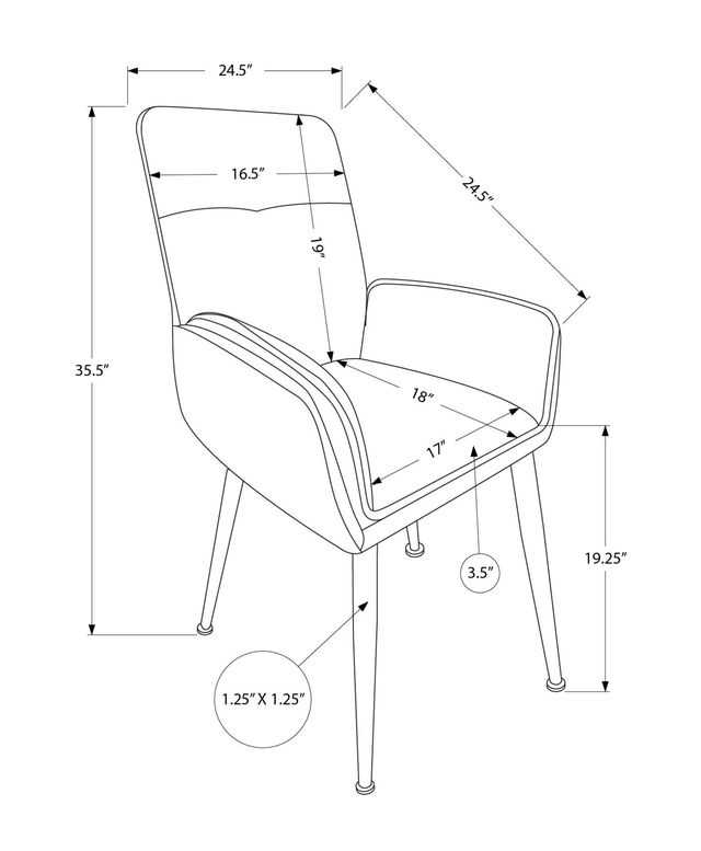 Monarch Specialties Inc. 2-Piece Brown 36" Fabric Dining Chair Set with Taupe Faux Leather Back-2