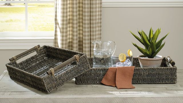 Signature Design by Ashley® Halima 2-Piece Antique Gray Tray Set-3