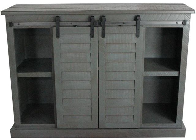 American Heartland Manufacturing Rustic Dark Blue Tall Provincial Shutter TV Stand-3