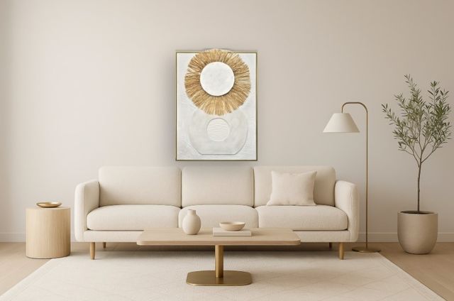 Classy Living Organic Radiant Sun and Earth Textured Modern Wall Art-1