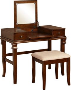 Linon Angela 2-Piece Walnut Vanity Set