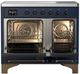 Ilve® Majestic III 40" Midnight Blue Pro Style Induction Range with Solid Door and Burnished Trim-1