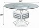 ACME Furniture Noralie Glass Top Round Dining Table with Geometric Mirrored Base-2