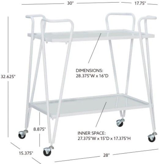 Linon Ellie White Bar Cart-2