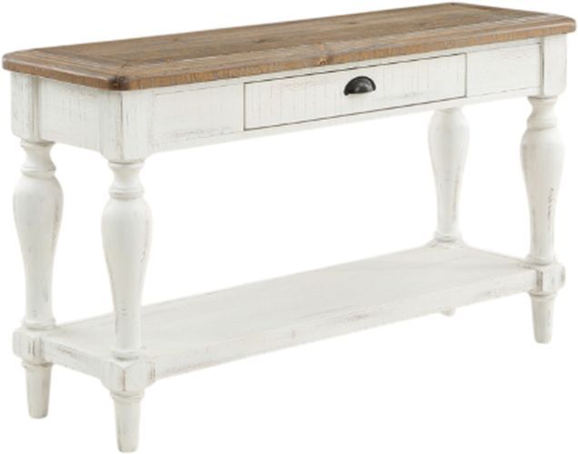 Winners Only® Augusta Rustic Brown Top Sofa Table with White Base-0