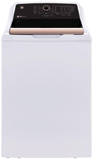 GE® 5.3 Cu. Ft. White and Rose Gold Top Load Washer with Built-In Wi-Fi