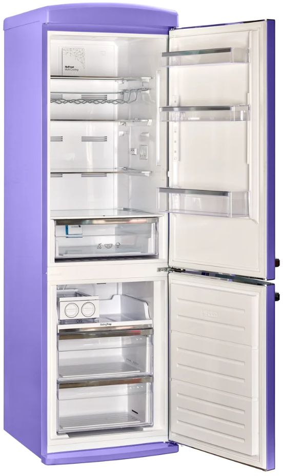 Unique Appliances 24” 12 Cu. Ft. Violet Bottom Freezer Refrigerator with Chrome Accent Handles-4