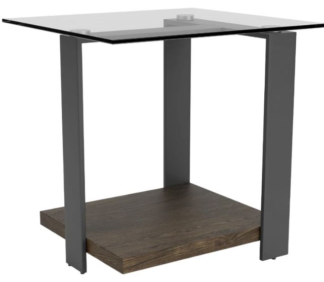 Riverside Furniture Cortland Tempered Glass Side Table with Saddle Oak Base-0