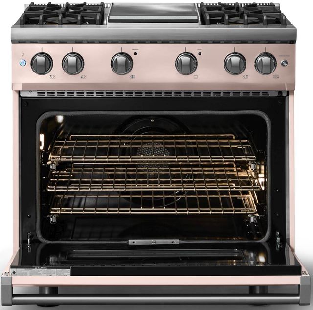 Viking® 5 Series 36" Blush Pro Style Gas (NG) Range with Polished Chrome Trim-1