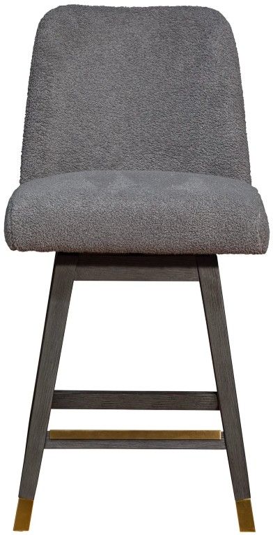 Armen Living Amelia 3-Piece Gray Boucle/Gray Oak Swivel Counter Stool Set-2