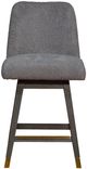 Armen Living Amelia 3-Piece Gray Boucle/Gray Oak Swivel Counter Stool Set-2