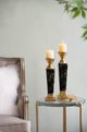 A & B Home Glossy Black/Gold Candle Holder-4