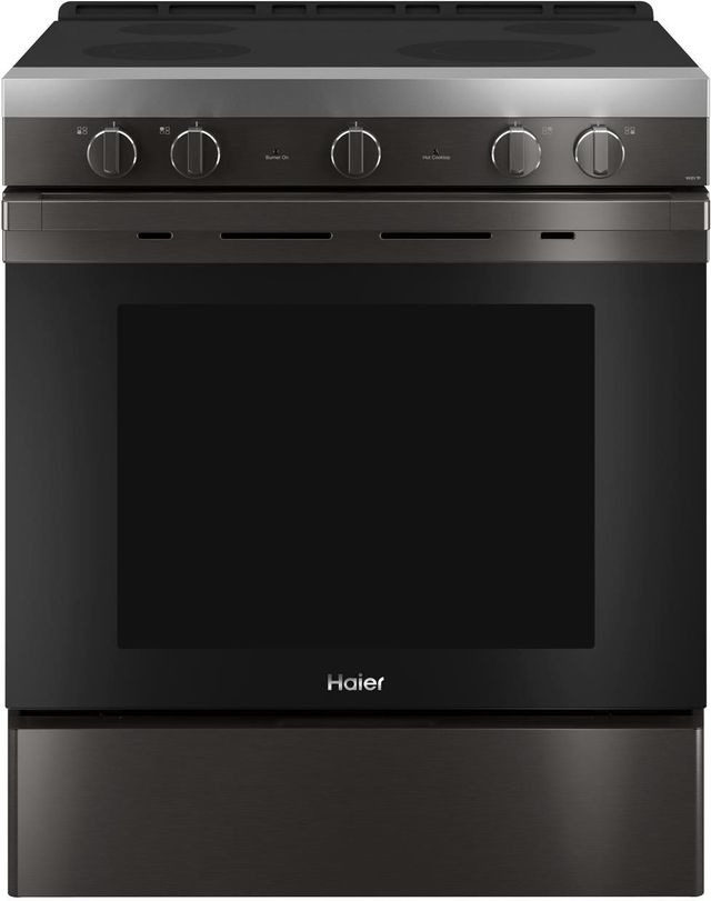 Haier 30" Fingerprint Resistant Black Stainless Slide In Electric Range-1