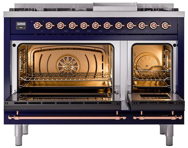 Ilve® Nostalgie II Series 48" Midnight Blue Pro Style Dual Fuel Range-2