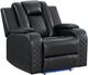 Elements International Carlo Pebble Black Power Recliner with Power Headrest-0