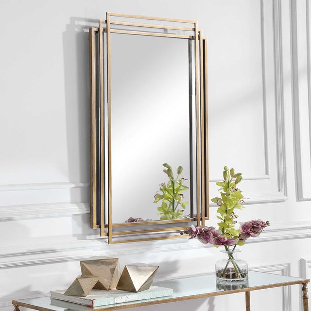 Uttermost® Amherst Distressed Brushed Gold Mirror-2