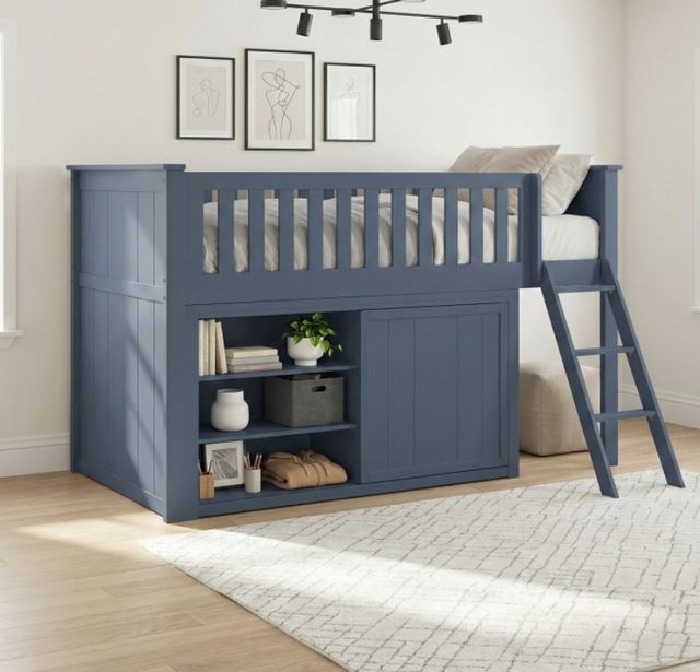 Homelegance® Nora Blue Twin Low Loft Bunk with Dresser-1