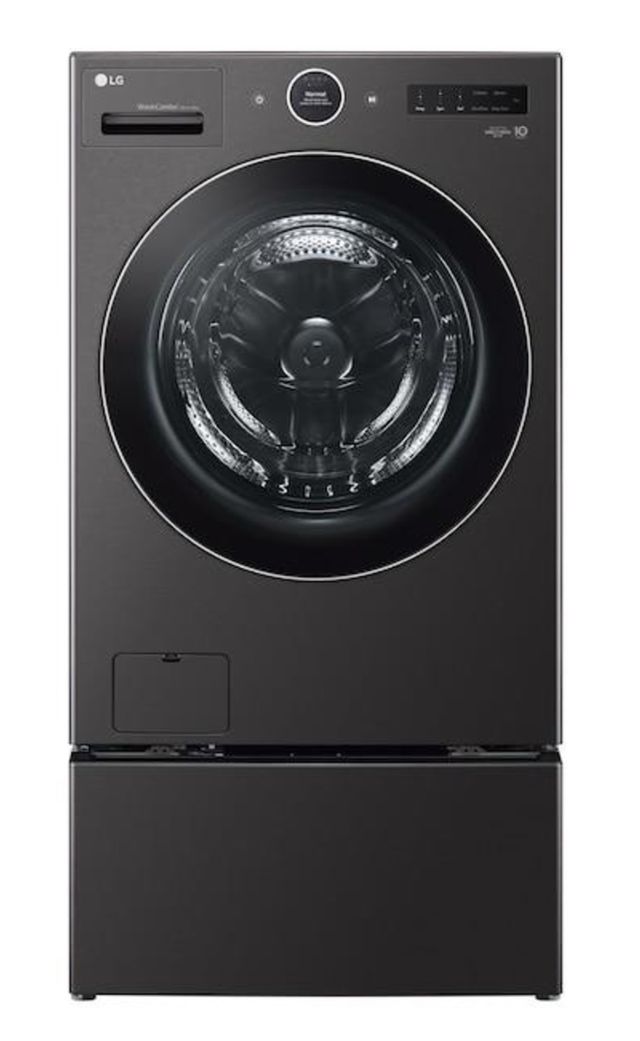 LG 5.0 Cu. Ft. Black Steel Washer Dryer Combo With Pedestal-0