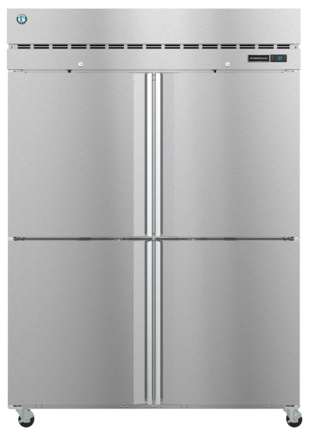 Hoshizaki Steelheart® 55" 50.1 Cu. Ft. Stainless Steel Two Section Upright Refrigerator with Half Solid Doors and Lock-0