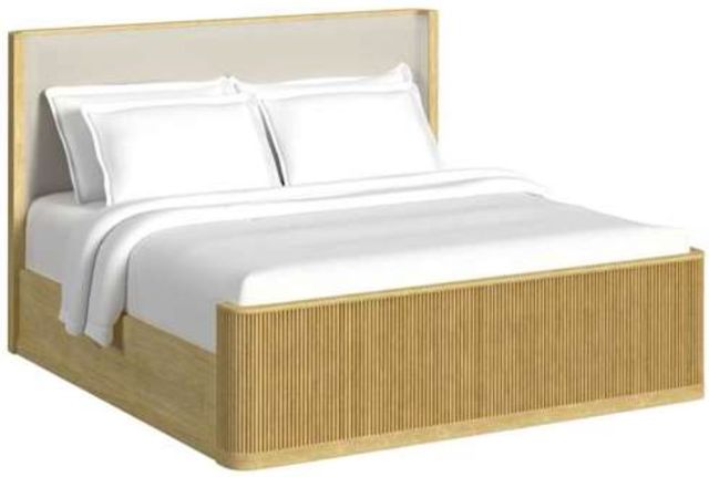 Elements International Sylvie Natural/White Upholstered King Panel Bed-0