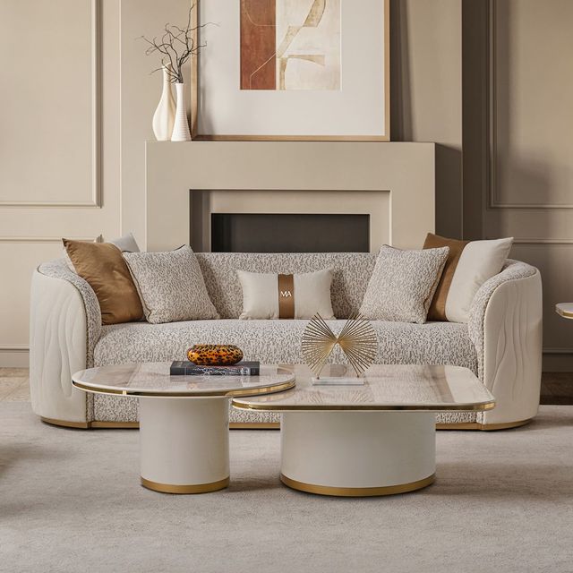 Michael Amini® Gineverra Ivory Gold Round Cocktail Table-1