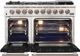 FORNO® Capriasca 48" Stainless Steel Pro Style Gas Range with Black Door-2