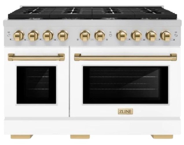 ZLINE Autograph Edition 48" Stainless Steel Pro Style Gas Range with White Matte Door-0