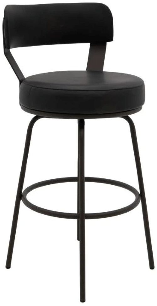 International Furniture Direct Maison Black/Blacksmithing Matte Black 24" Swivel Bar Stool-0